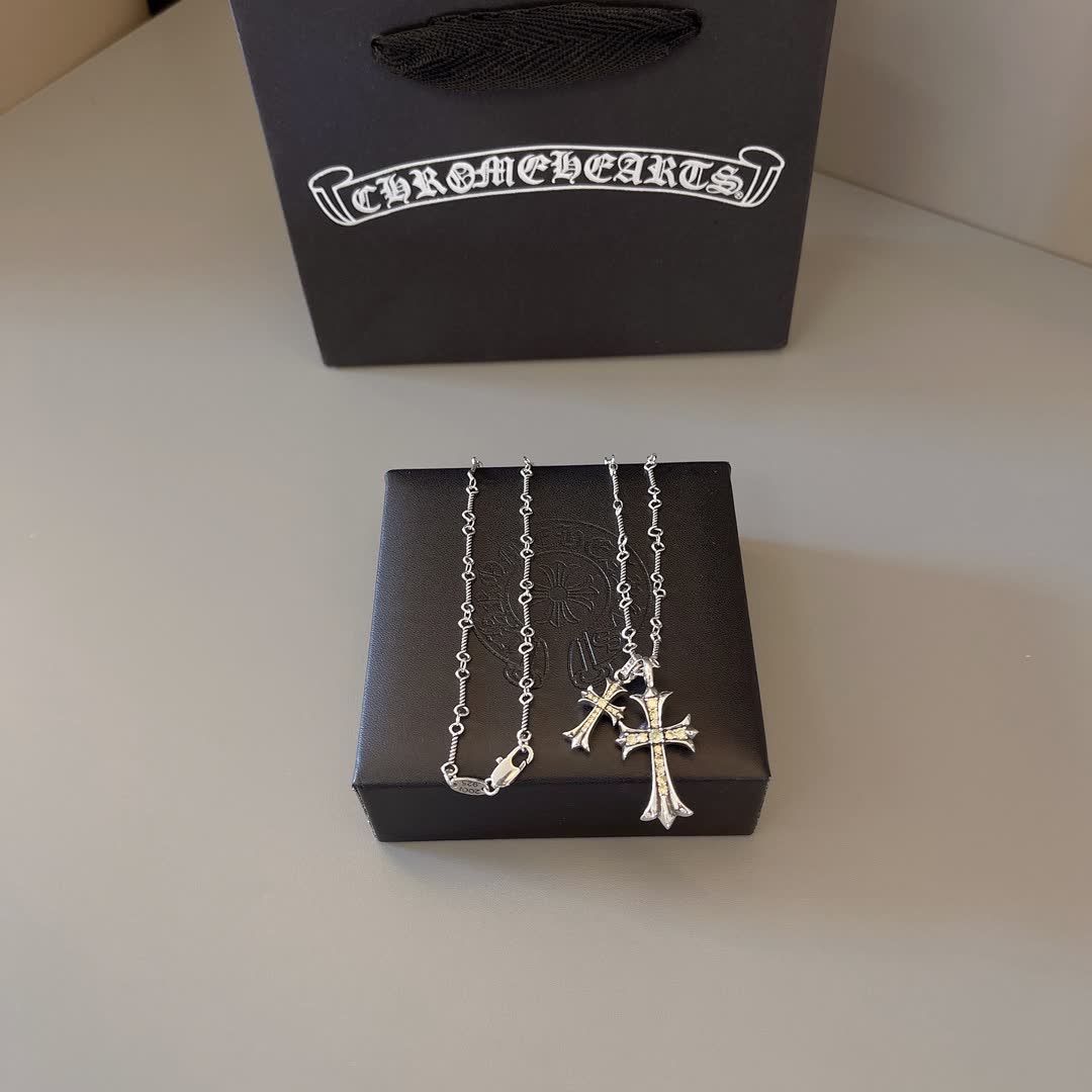 Chrome Hearts Silver Cross Pendant Necklace